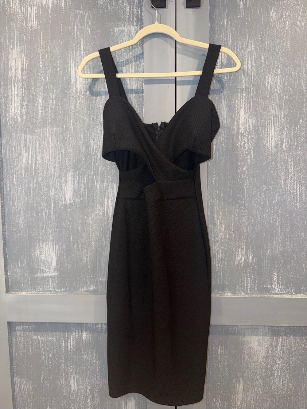 Windsor Black Textured Wrap Cutout Fit & Flare Mini Dress | Small